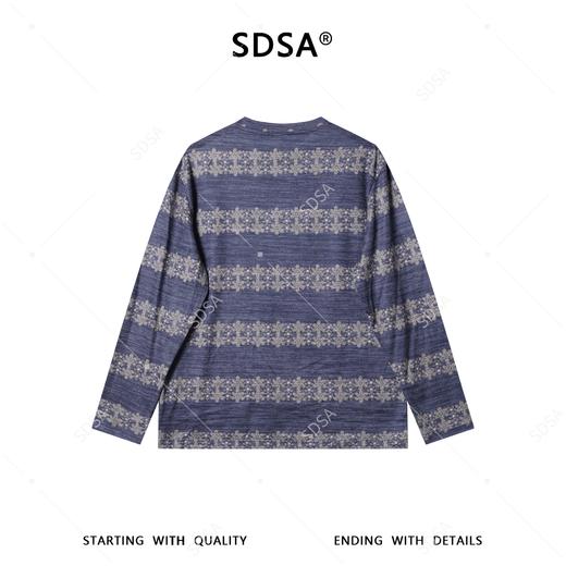 26T96SDSA男装2026新款复古提花条纹T恤雪花提花宽松长袖打底衫 商品图5