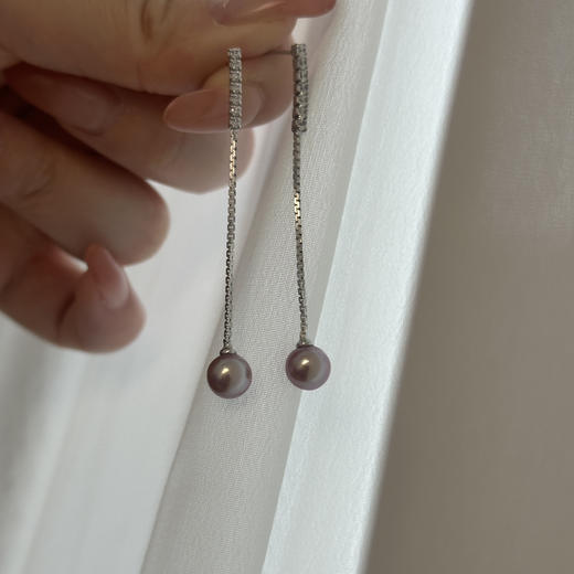 三色堇珍珠耳线｜氛围感王炸 商品图2