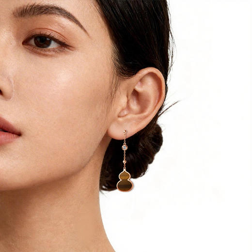 ［东方幸趣］18K玫瑰金虎睛石镶钻耳饰#岱川 商品图4