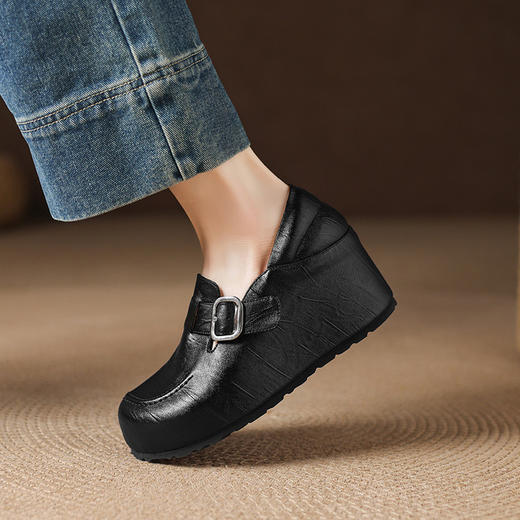 【预售5天】一字扣带厚底松糕玛丽珍鞋，坡跟内增高跟懒人勃肯鞋TYMXY&1661 商品图4