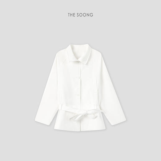 THESOONG早春新款极简风线条感立领可调节收腰风衣外套HWWT8644 商品图10
