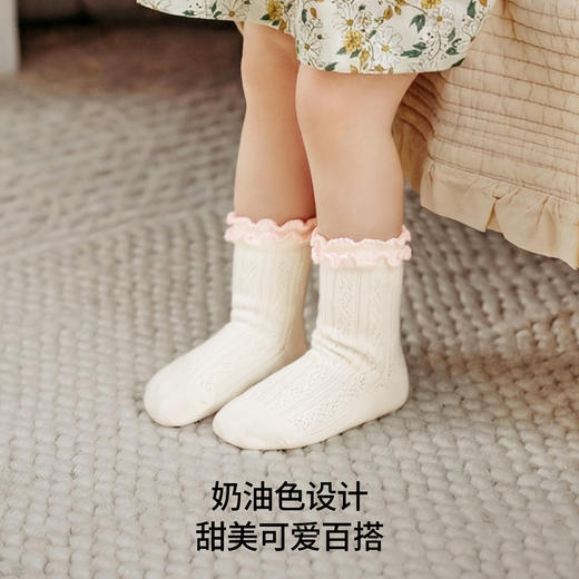 【婴童服配】嫚熙婴儿袜子网眼春夏季女童小月龄新生儿宝宝凉感中筒袜 商品图3