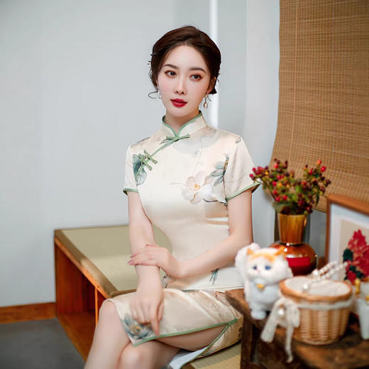 ZAYS2026春夏新品中长改良双层短袖旗袍日常修身显瘦年轻款时尚旗袍 商品图2