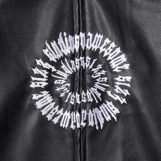 SDSA男装2026新款潮牌未来感皮衣男女同款亮面刺绣机车风上衣 商品图2