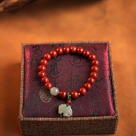 丁摩 新中式珠子和田玉手串吉祥复古红玛瑙吊坠手链串珠男女款饰品6ZF-S5017