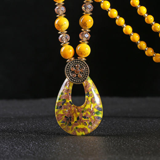 丁摩 新款琉璃串珠毛衣链水滴吊坠中国风服装配饰长款女项链饰品6ZF-LM-9 商品图1