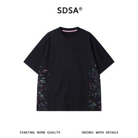 SDSA男装2026新款美式复古t恤重磅棉宽松彩线印花肌理设计感短袖