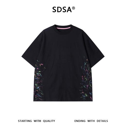 SDSA男装2026新款美式复古t恤重磅棉宽松彩线印花肌理设计感短袖 商品图0