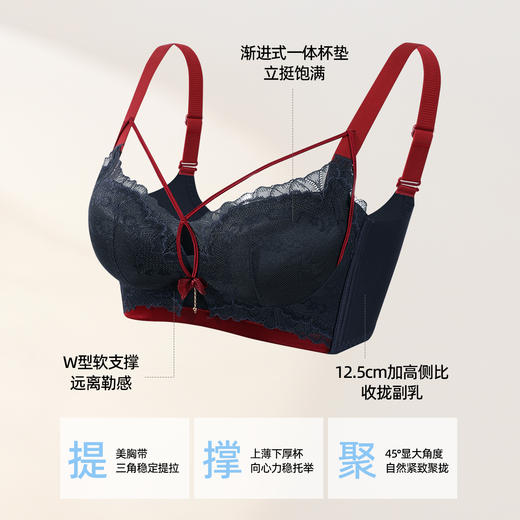 熳洁儿 小胸聚拢文胸性感美胸带中厚杯蕾丝内衣莫代尔26261523 商品图1