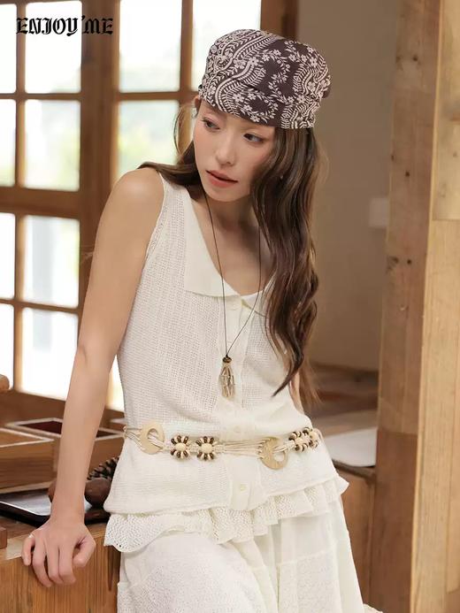 【门店同款】ENJOY春季“序光之旅”钩花小翻领针织马夹 169443801 商品图0