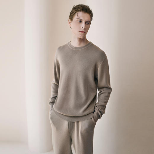 Solo seta男士纯色绵羊毛桑蚕丝山羊绒睡衣套装25春季保暖家居服 商品图2