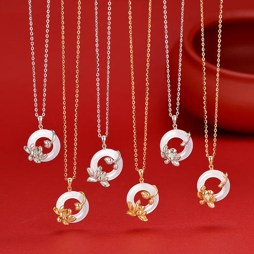 卡蒂罗KADER 好运莲莲平安扣 999足银新中式国风招财锁骨链双色可选 万事顺遂 小众轻奢表达爱意 玉髓 项链 女款 商品图6