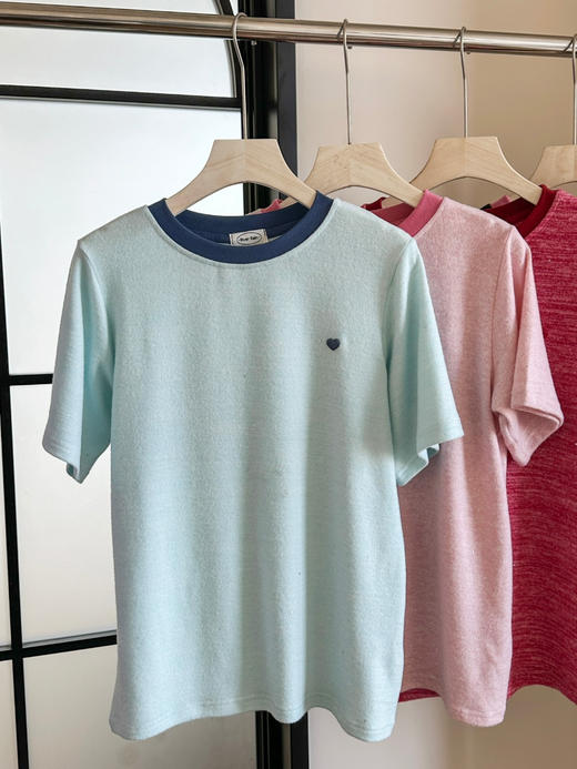 韩系 银河细闪爱心撞色短袖T恤 商品图4