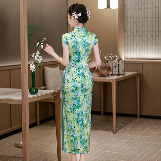 WX2026新款真丝旗袍桑蚕丝长款改良中式桑蚕丝连衣裙优雅气质修身复 商品图3