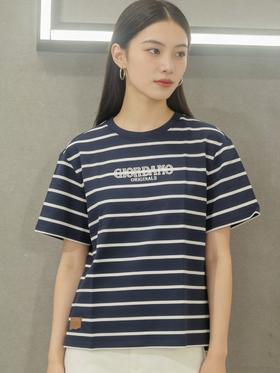 佐丹奴女装26年新款全棉舒适版型条纹短袖T恤衫05396255