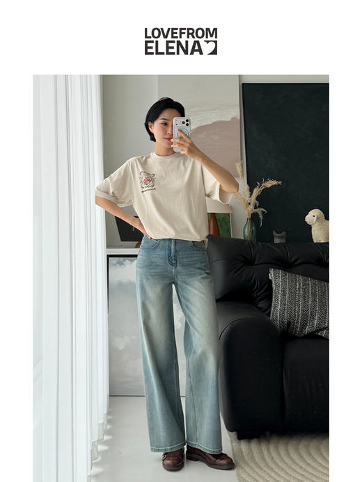 03/04 Elena朴｜早春新款  涂鸦印花刺绣双色短袖T恤TH202 商品图3