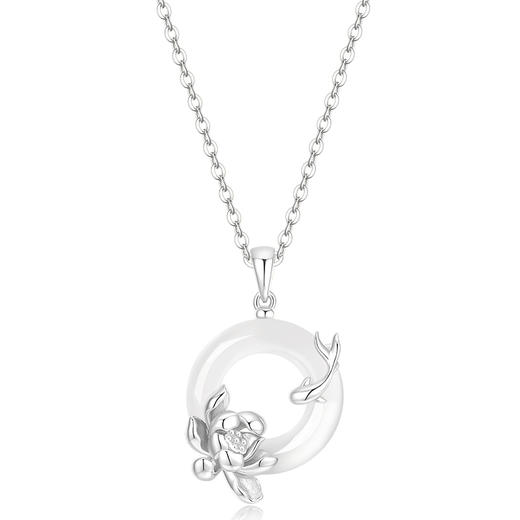 卡蒂罗KADER 好运莲莲平安扣 999足银新中式国风招财锁骨链双色可选 万事顺遂 小众轻奢表达爱意 玉髓 项链 女款 商品图3