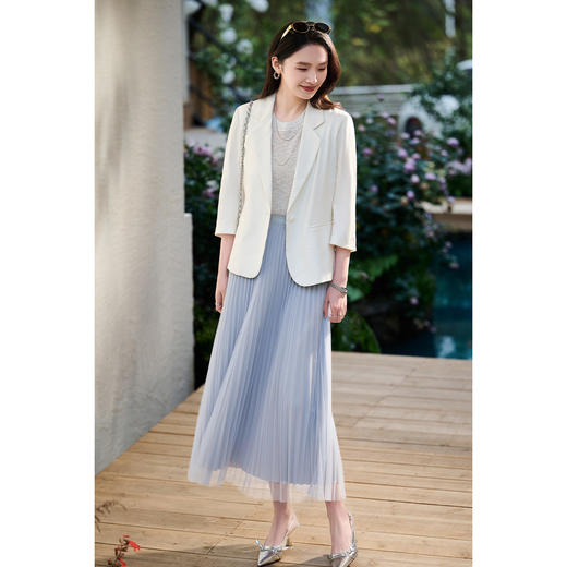 舒适亚麻 米思阳2026春新款轻职风优雅通勤OL修身小西装七分袖西装外套女6131 商品图4