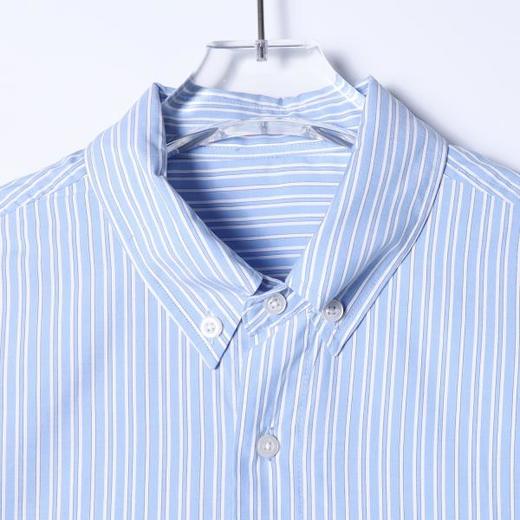 26C605SDSA男装2026新款蓝白竖条纹长袖衬衫立领宽松休闲百搭衬衣 商品图5