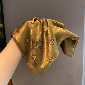 丁摩 高品质法式小香风气质珠光缎山茶花高级发圈时尚方巾肠圈发饰皮筋6ZF-5849