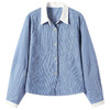 高级感撞色翻领蓝白条纹衬衫，宽松气质叠穿通勤穿搭上衣CC-QL-6228 商品缩略图4
