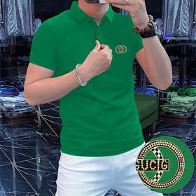 高端轻奢男商务烫钻字母翻领短袖潮流时尚现货半袖男装POLO    JYYP-958#*