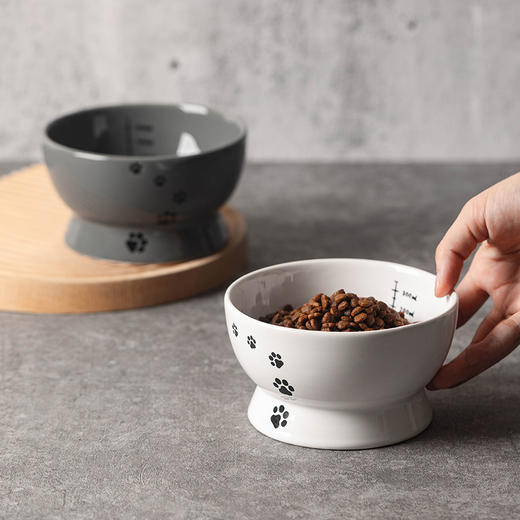 漫沃星系平口陶瓷猫碗MC-602灰色 商品图3