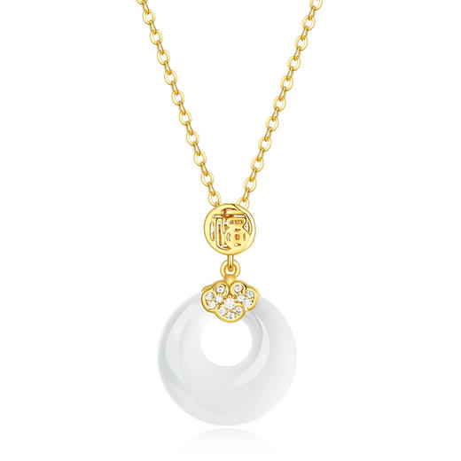 卡蒂罗KADER 【999足银】福扣平安扣 新中式国潮招财纳福诸事顺意锁骨链 女神福气满满气质优雅百搭小众轻奢高级感 好运 玉髓 项链 女款 商品图4