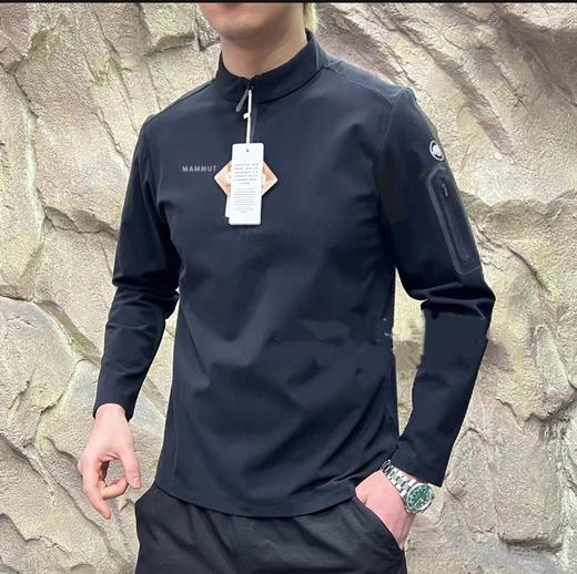 点此购买 猛犸象春秋季男士半拉链加绒立领长袖T恤 ss 341049 商品图5