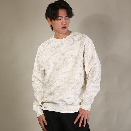 DRONKOO 2026 圆领领口下摆拼T恤满幅树叶假两件中厚卫衣 商品图2