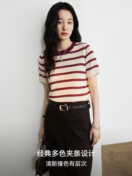 法式文艺 条纹套头毛衫FCG1WST084 商品图2