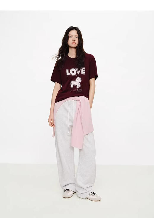 MO*同款26春新品马年系列烫钻印花竹节棉圆领短袖T恤 商品图1