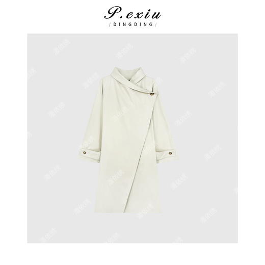A008潘依绣丁丁宠粉100-棉翻领韩系长风衣Q22687 商品图0