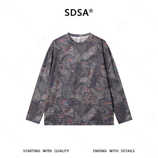 26T54SDSA男装2026新款腰果花满印长袖T恤复古民族风宽松圆领打底衫 商品图1