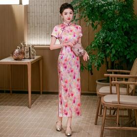 WX2026新款真丝旗袍长款改良中式桑蚕丝连衣裙优雅气质修身复古