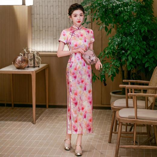 WX2026新款真丝旗袍长款改良中式桑蚕丝连衣裙优雅气质修身复古 商品图0