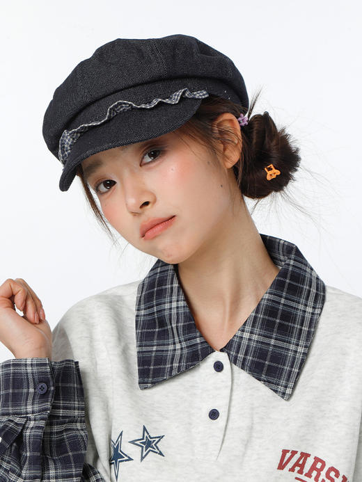 简约格纹边单宁八角帽鸭舌帽-纪念日百货门店同款169146700 商品图1