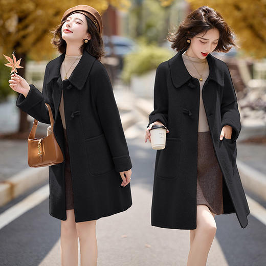 丁摩 双面羊绒大衣女中长款2024冬季新款防风保暖羊毛呢外套呢子大衣6ZF-630 商品图1