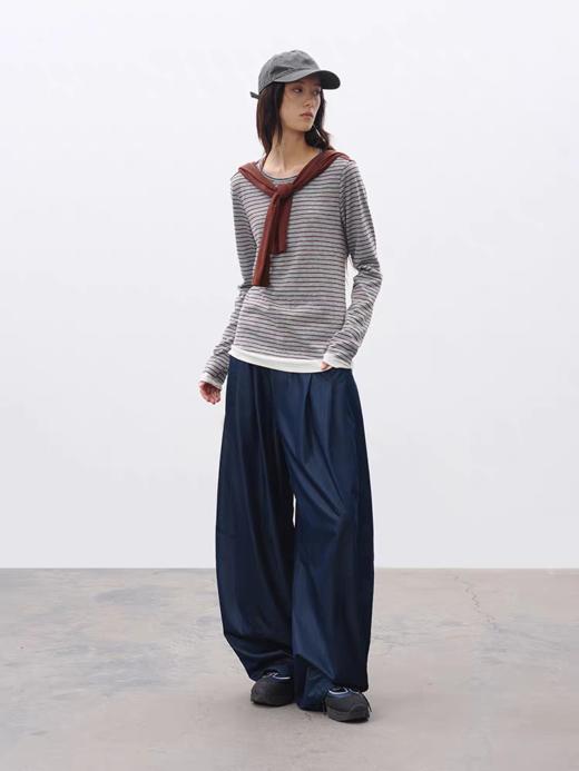 半圆/C63370134/假两件复合条纹T恤 商品图3