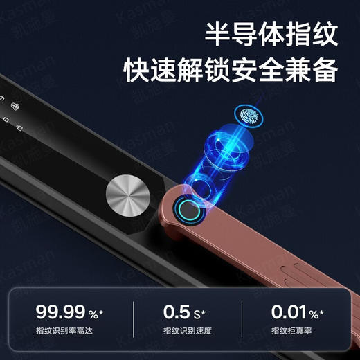 凯施曼中式别墅智能指纹锁3D人脸款适配木门铜门防盗门家用电子密码锁 别墅大锁-人脸版-单开门 商品图2