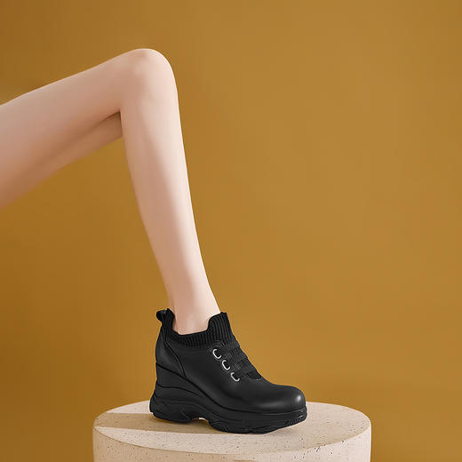 【预售7天】春秋深口小个子厚底增高坡跟单鞋头层牛皮单鞋SMQ&6063 商品图3