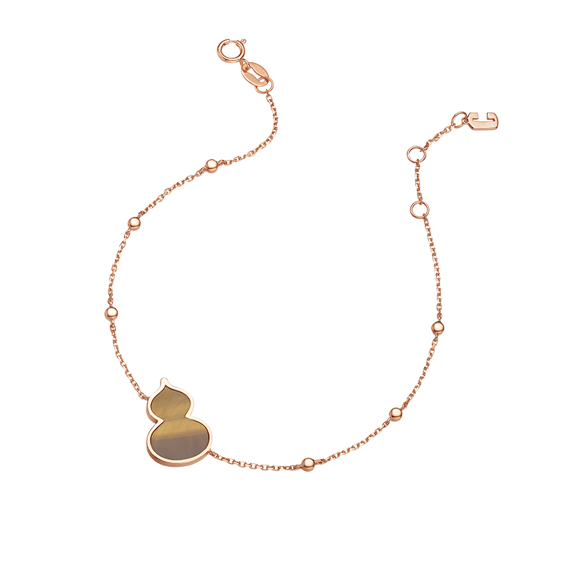 ［东方幸趣］18K玫瑰金虎睛石镶钻手链#岱川