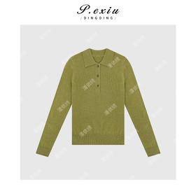 A008潘依绣丁丁宠粉韩系简约半开扣长袖针织Q1453