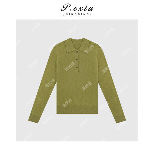 A008潘依绣丁丁宠粉韩系简约半开扣长袖针织Q1453 商品图0