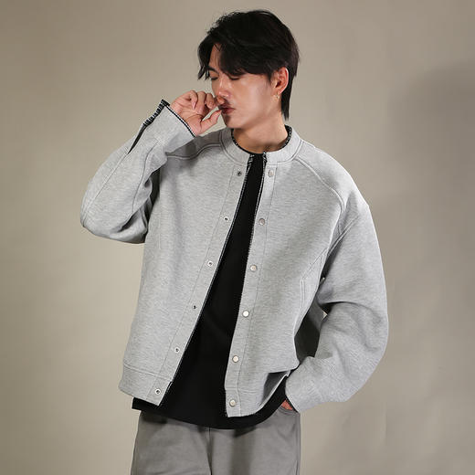 DRONKOO 2026 立领领口门襟小格纹拼针织中厚夹克 商品图1