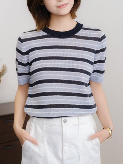 法式文艺 条纹套头毛衫FCG1WST084 商品图11