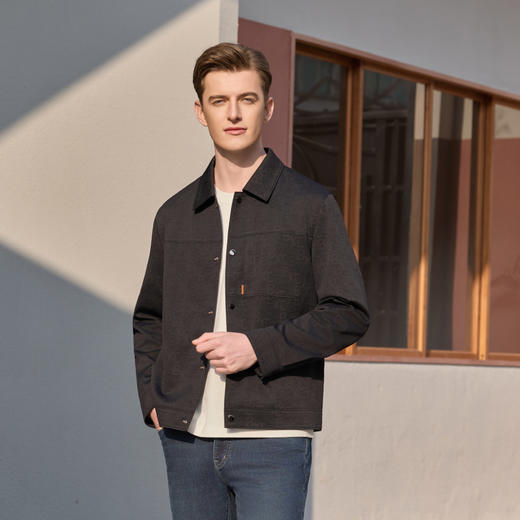 半身缘男装 春季时尚字母印花宽松经典翻领夹克261112M01310219 商品图2