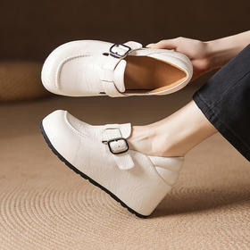 【预售5天】一字扣带厚底松糕玛丽珍鞋，坡跟内增高跟懒人勃肯鞋TYMXY&1661