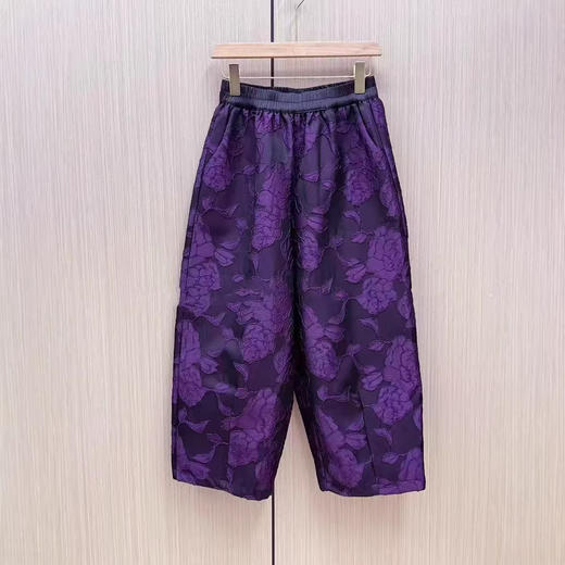 丁摩 早春新款新中式国风提花阔腿裤大裤管气球松紧腰哈伦裤子洋气6ZF-211 商品图1