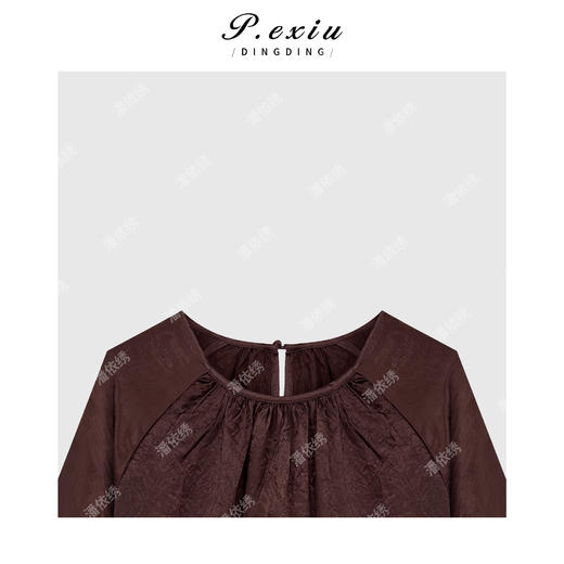 04-6潘依绣丁丁宠粉韩系光泽感手工纽扣圆领长袖衬衣Q1325 商品图2